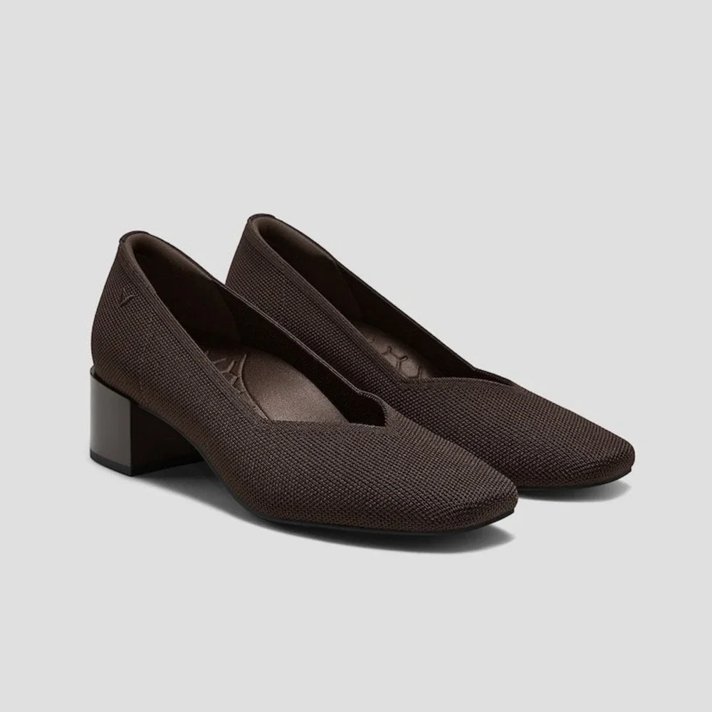 VIVAIA Megan Dark Chocolate‎ Comfort Block Heel Pumps Square Toe US 9-9.5